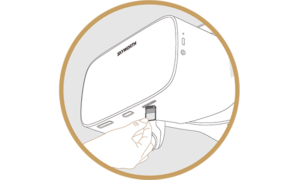 SKYWORTH-4D S801にmicroSDカードを挿入している図