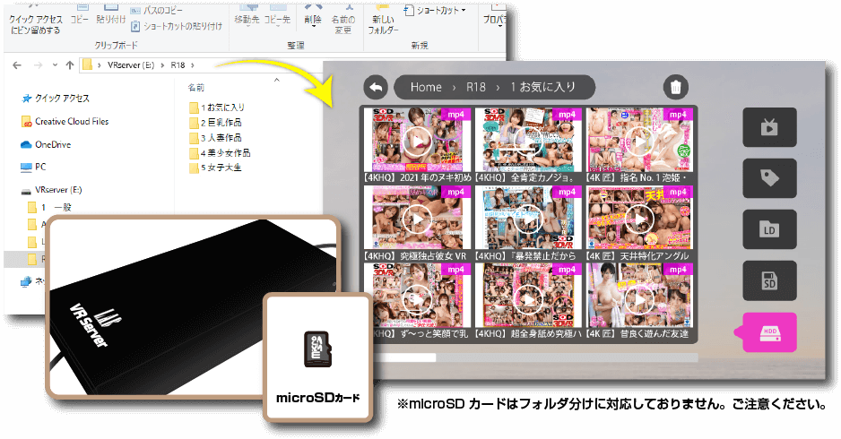 VRサーバーを使ってフォルダ分けを行った際の説明画像
