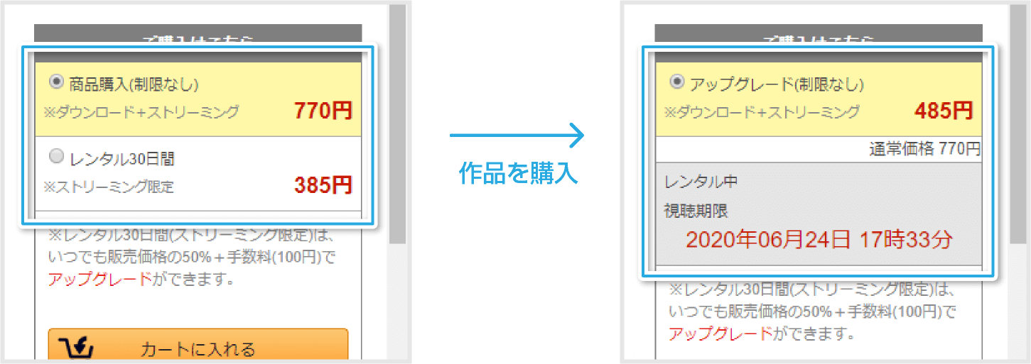 30日間ストリーミングレンタルについての説明画像